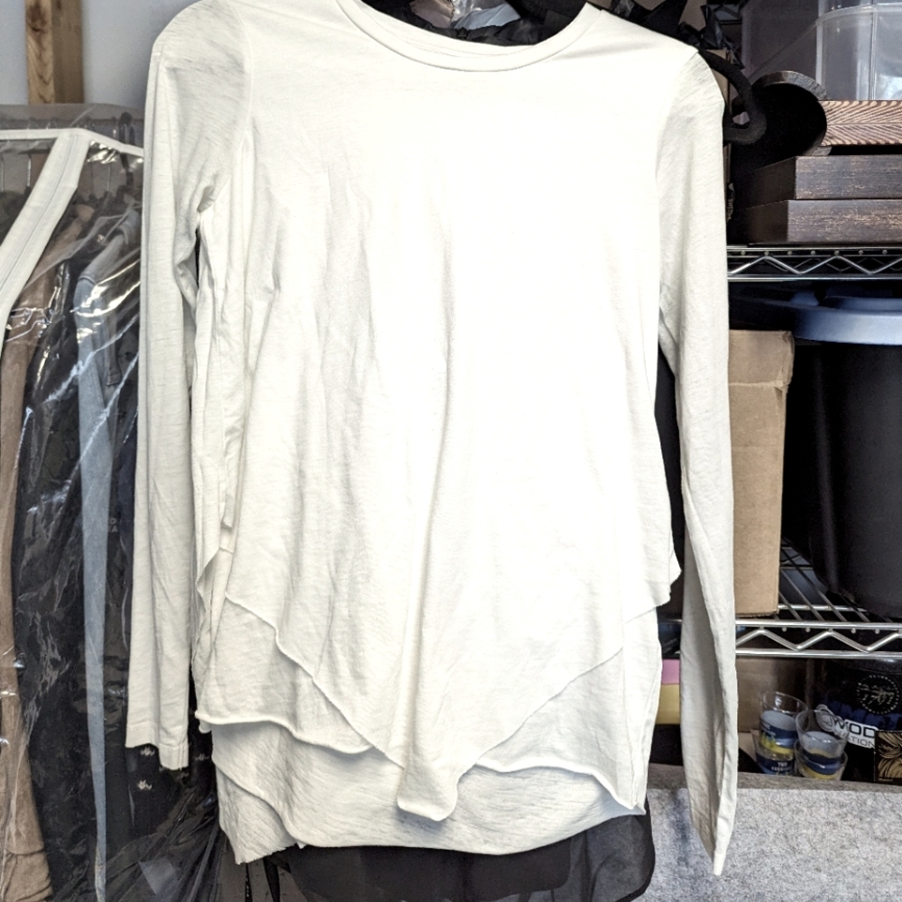 All Saints women's LS asymmetrical hem shirt